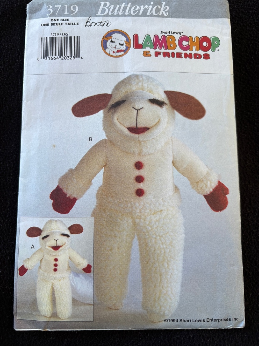 Butterick Pattern 3719 for Shari Lewis’ Lamb Chop Doll and Puppet
